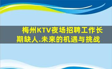 梅州KTV夜场招聘工作长期缺人.未来的机遇与挑战